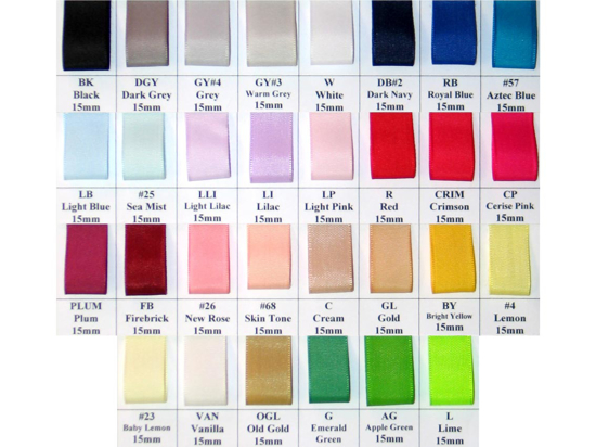 Picture of Taffeta Ribbon (15mm X 20m)  ASSORTED COLOURS