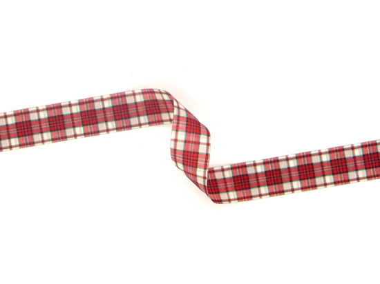 Picture of "Tartan" Printed Taffeta, red - 15mm x 20m - double side printed