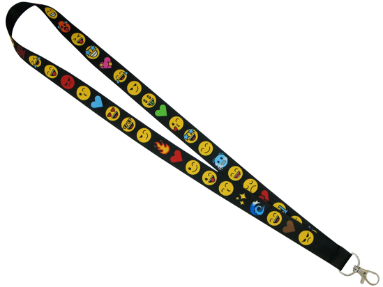 Picture of "Emojis" Printed Lanyard, 20mm lanyard satin 900mm, with snaphook