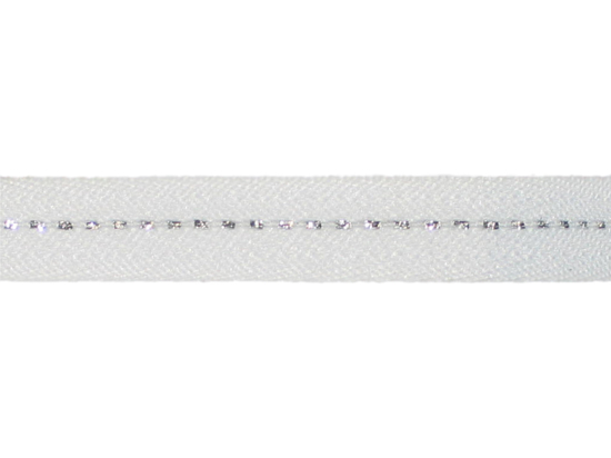 Picture of Saddle Stitch Twill Tape (11mm x 20m) white, silver lurex center stitch line