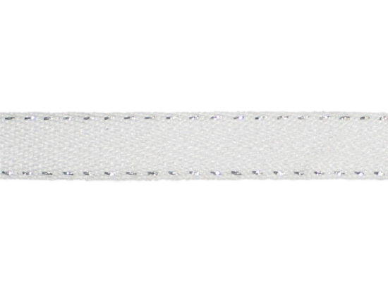 Picture of Saddle Stitch Twill Tape (11mm x 20m) white, silver lurex stitch